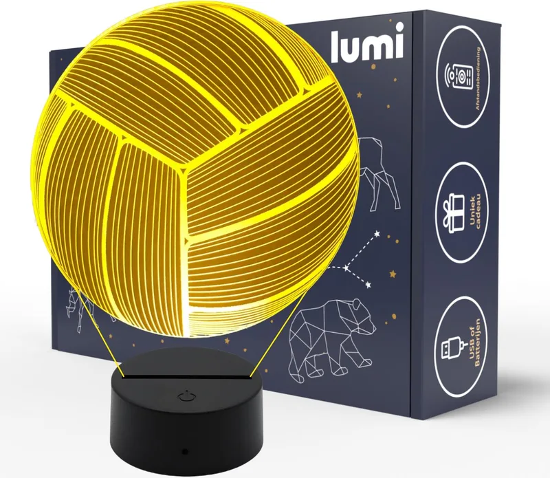 Lumi 3D Lamp - 16 kleuren - Sport - LED Illusie - Bureaulamp - Nachtlampje - Sfeerlamp - Dimbaar - USB of Batterijen - Afstandsbediening - Cadeau voor kinderen - Kids de Aqara en Volleybal – photo produit