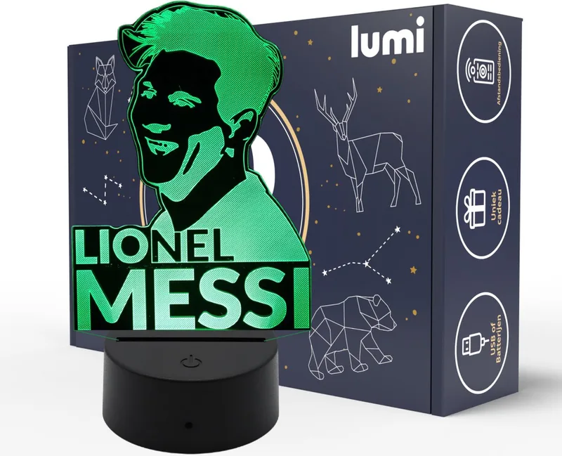Lumi 3D Nachtlamp - 16 kleuren - Voetbal - LED Illusie - Bureaulamp - Sfeerlamp - Dimbaar - USB of Batterijen - Afstandsbediening - Cadeau de Aqara en Lionel Messi – photo produit