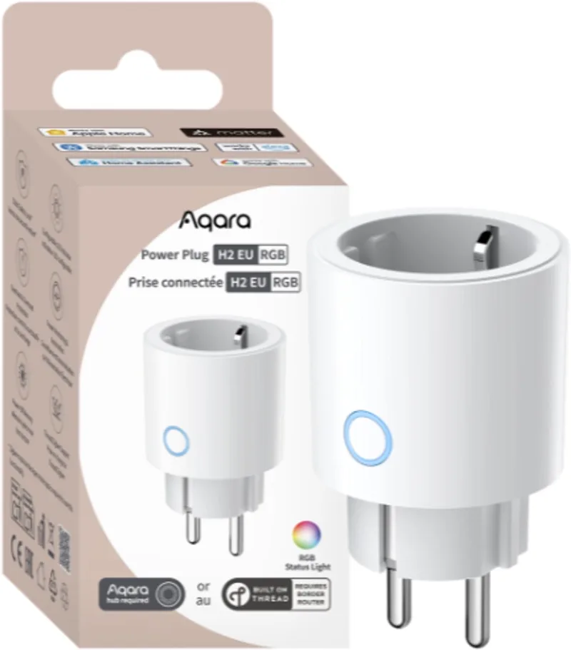 Power Plug H2 EU RGB Matter Thread Zigbee slimme stekker met energiemeting de Aqara en Blanc – photo produit
