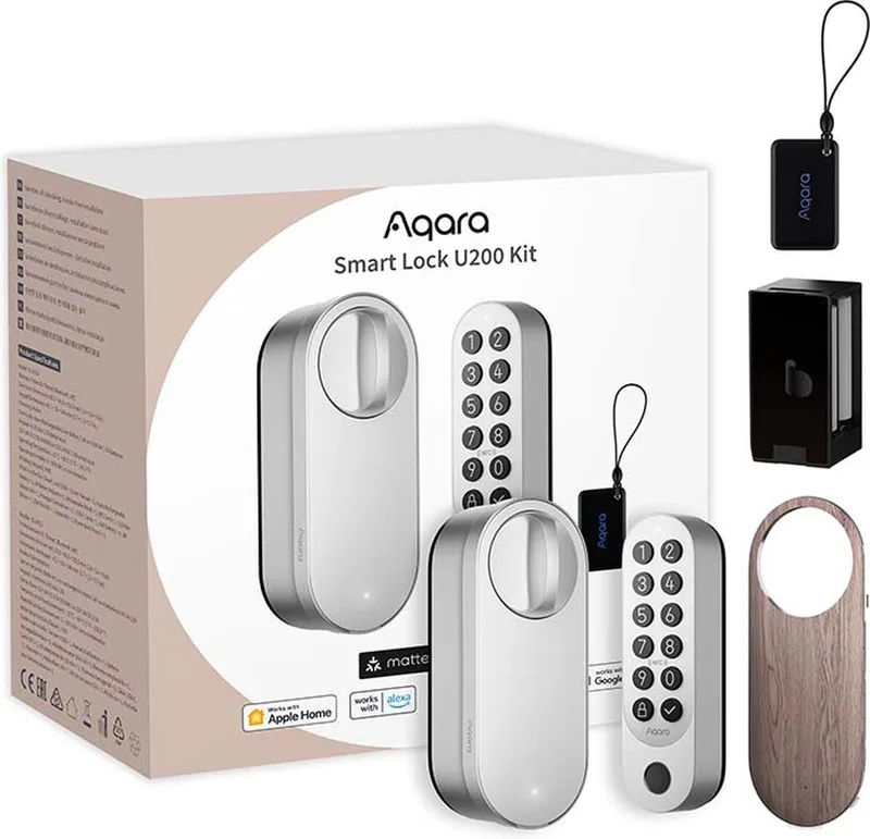 Smart Lock U200 Kit - Slim Deurslot - Vingerafdruk & Pincode - Apple Home Key - Bluetooth & Matter van Aqara in Zilver – productfoto