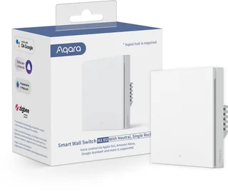 Smart Wall Switch H1 (with neutral, single rocker) - Zigbee 3.0 - enkele schakelaar - één knop - met Nuldraad de Aqara en Blanc – photo produit 1 sur 3