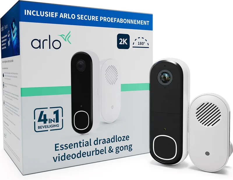 Arlo 2K draadloze video deurbel met camera & gong, 1 deubelset, wit von Arlo in Weiß – Produktfoto 1 von 3