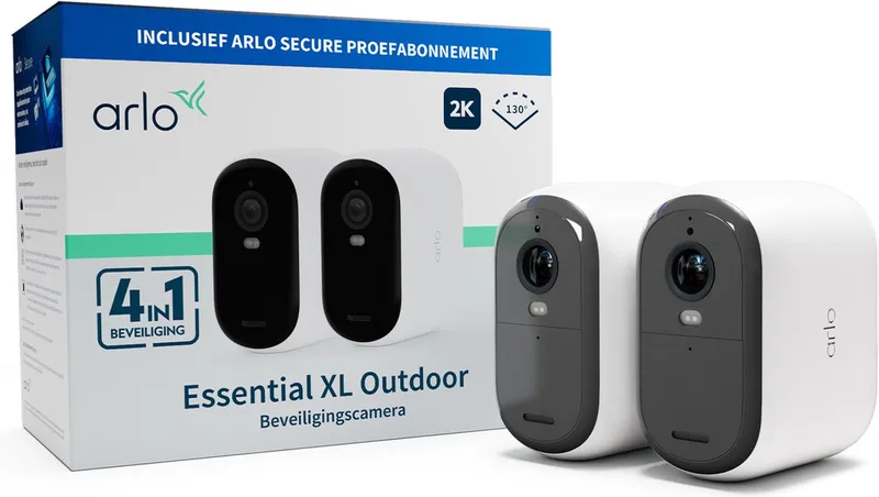 Essential 2K XL draadloze beveiligingscamera voor buiten - 2 IP-Camera's by Arlo in Off-white – product photo