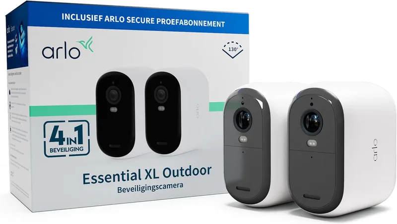 Essential HD XL draadloze beveiligingscamera voor buiten - 2 IP-Camera's fra Arlo i Off-white – produktbillede 1 af 2