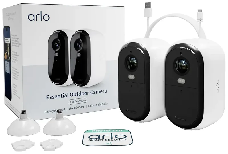 Essential HD XL draadloze beveiligingscamera voor buiten - 2 IP-Camera's fra Arlo i Off-white – produktbillede 2 af 2