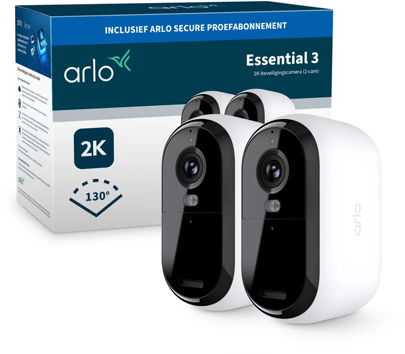 Essential3 2K beveiligingscamera - 2 IP-Camera's fra Arlo i Hvid – produktbillede