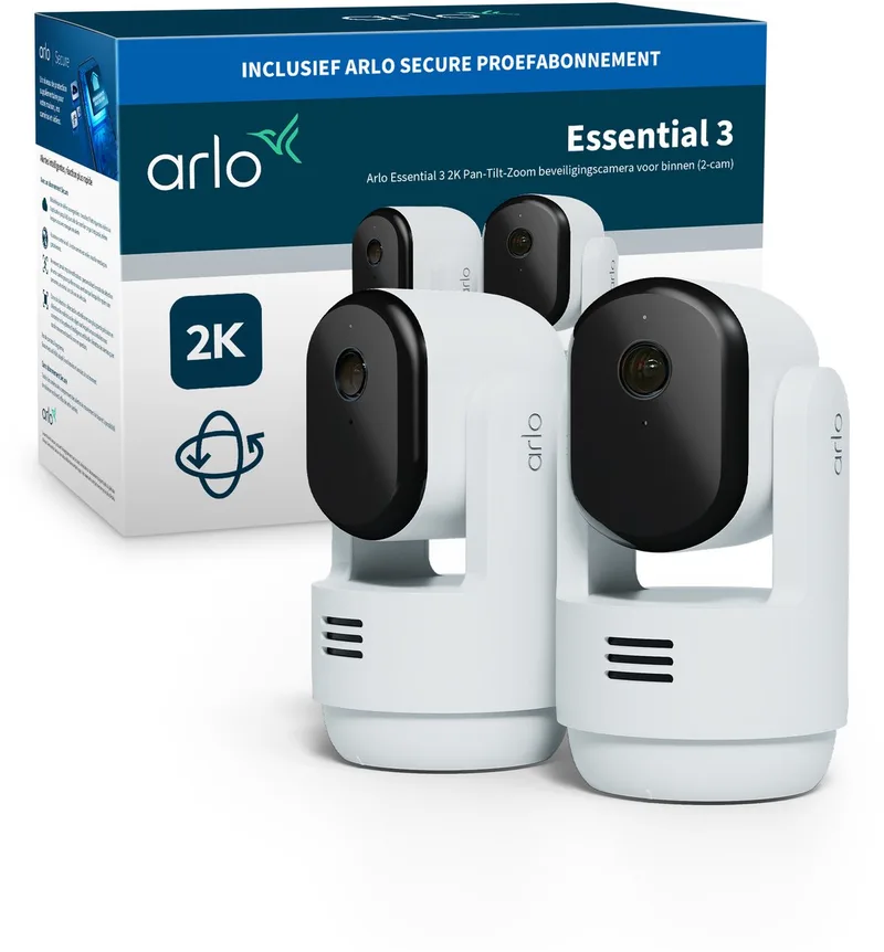 Essential3 2K PTZ beveiligingscamera voor binnen - 2 IP-Camera's fra Arlo i Hvid – produktbillede