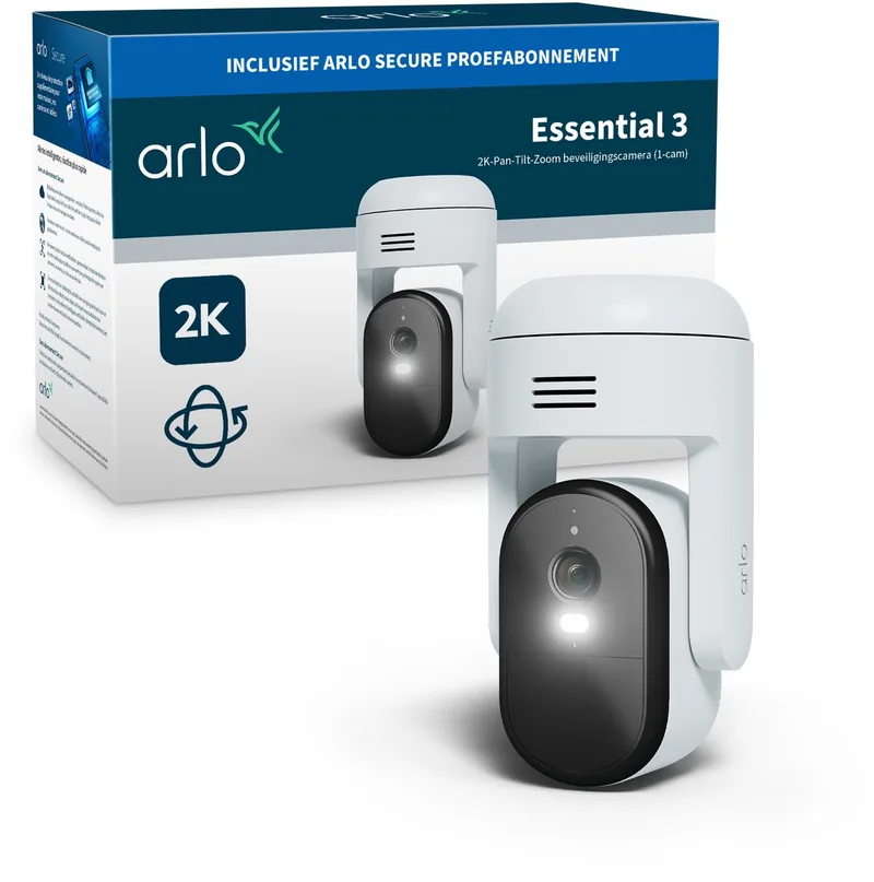 Essential3 2K PTZ beveiliginsgcamera voor buiten - 1 IP-Camera fra Arlo i Hvid – produktbillede