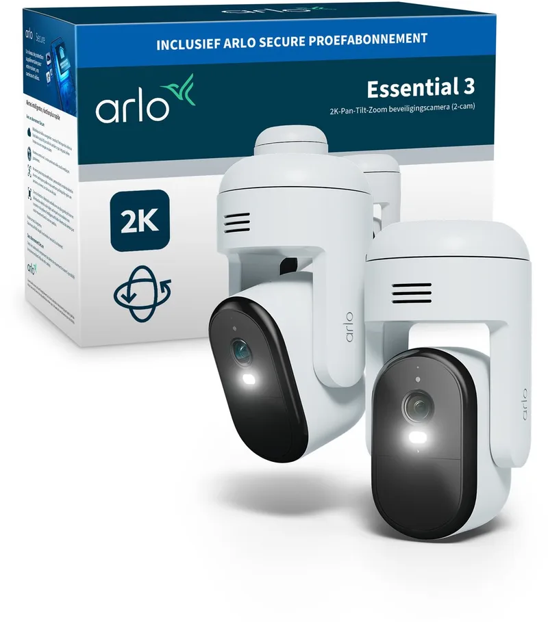 Essential3 2K PTZ beveiliginsgcamera voor buiten - 2 IP-Camera's fra Arlo i Hvid – produktbillede