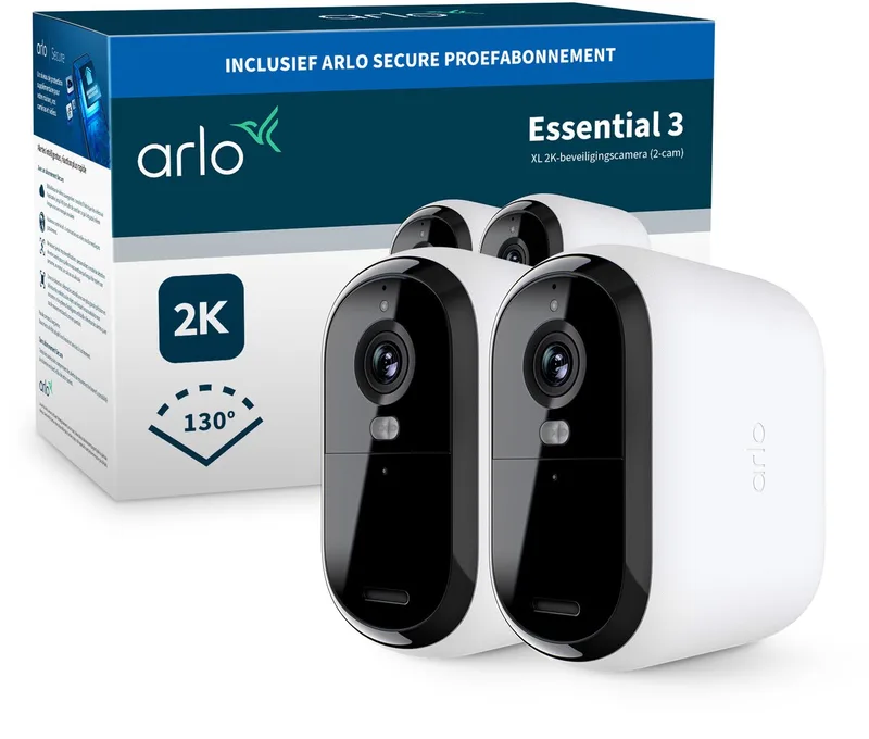 Essential3 XL 2K beveiligingscamera - 2 IP-Camera's fra Arlo i Off-white – produktbillede