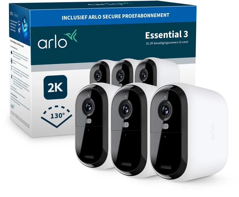 Essential3 XL 2K beveiligingscamera - 3 IP-Camera's by Arlo in Off-white – product photo