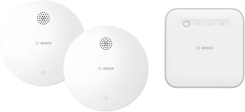 Starterset mit 1 Controller II und 2 Rauchwarnmeldern Rauchmelder från Bosch Smart Home i Vit – produktbild