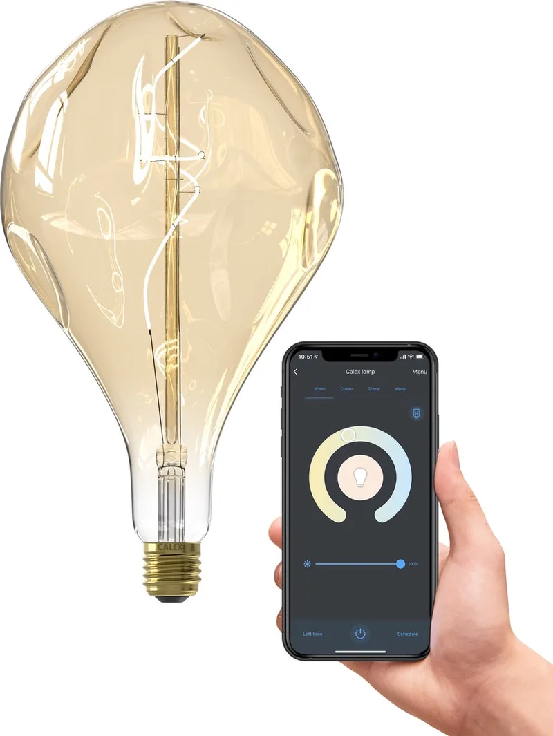 EVO XXL Slimme LED Lamp - E27 - Smart Lichtbron - Goud - Dimbaar - Warm Wit licht - 6W by Calex – product photo