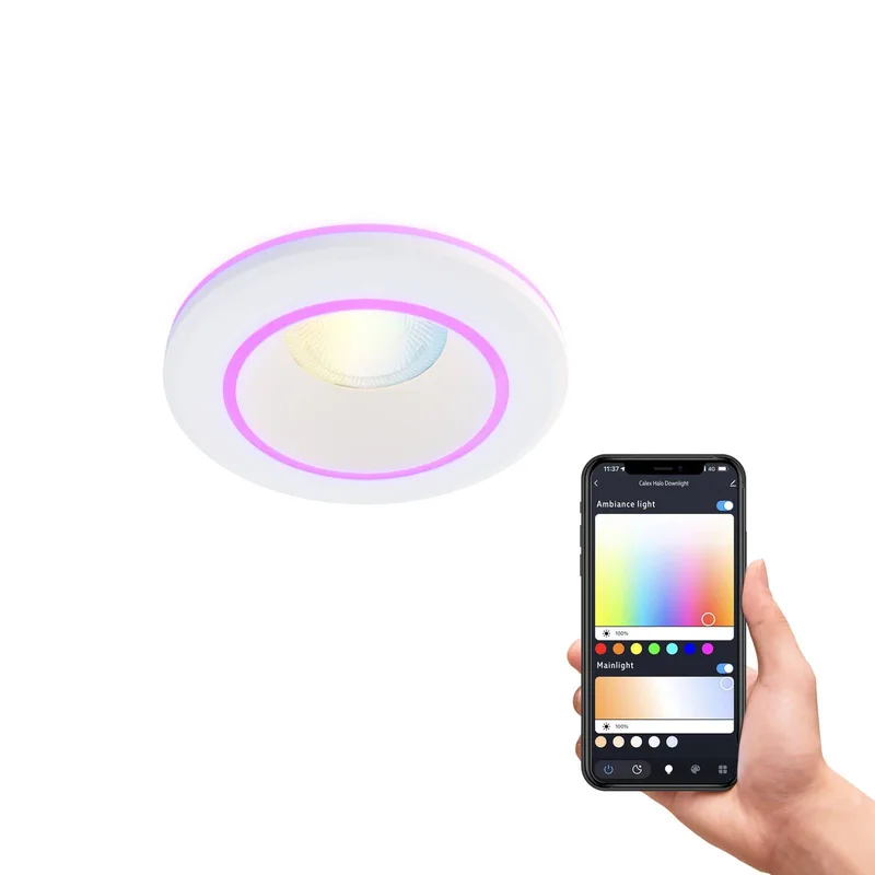 Halo Slimme Inbouwspot - Smart Downlight - RGB en Warm Wit Licht - Wit van Calex in Wit – productfoto 2 van 3