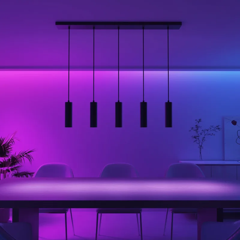 Slimme Hanglamp - Smart GU10 - 5-Lichts Tube - Industrieel - Mat - Aluminum van Calex in Zwart – productfoto