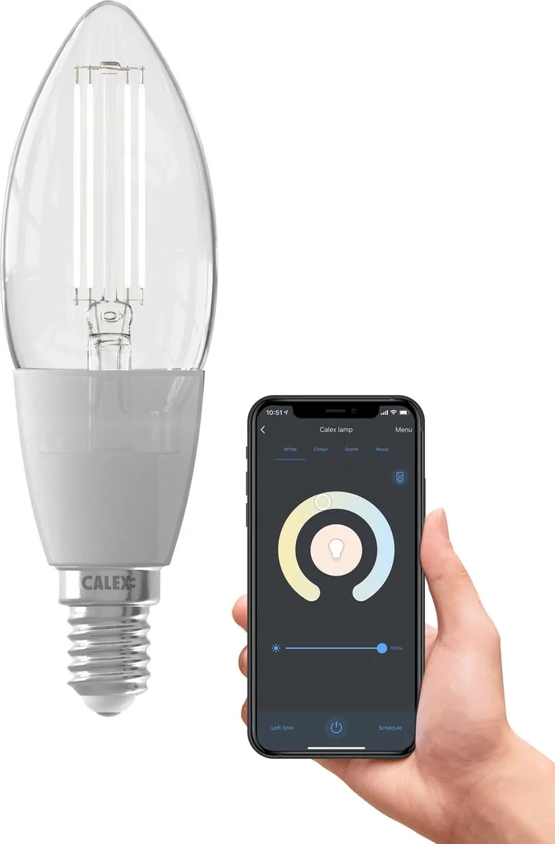 Slimme Lamp - Wifi LED Filament Verlichting - E14 - Smart Lichtbron Helder - Dimbaar - Warm Wit licht - 4,9W by Calex – product photo