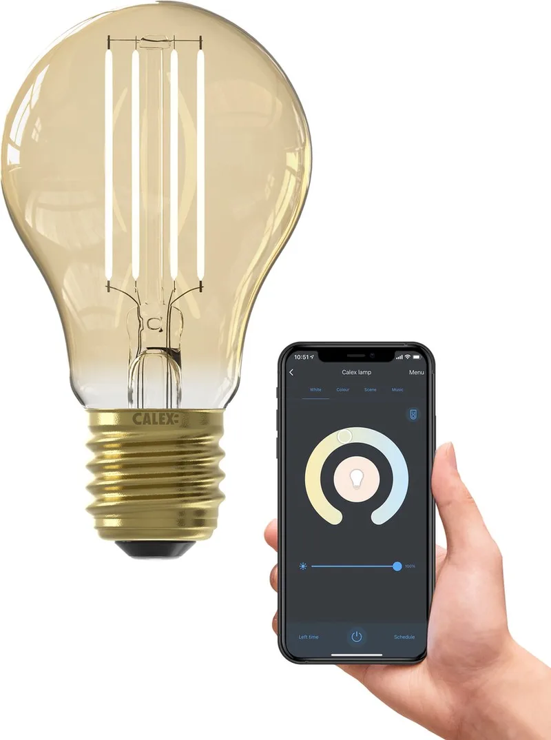 Slimme Lamp - Wifi LED Filament Verlichting - E27 - Smart Bulb Goud- Dimbaar - Warm Wit licht - 7W by Calex – product photo
