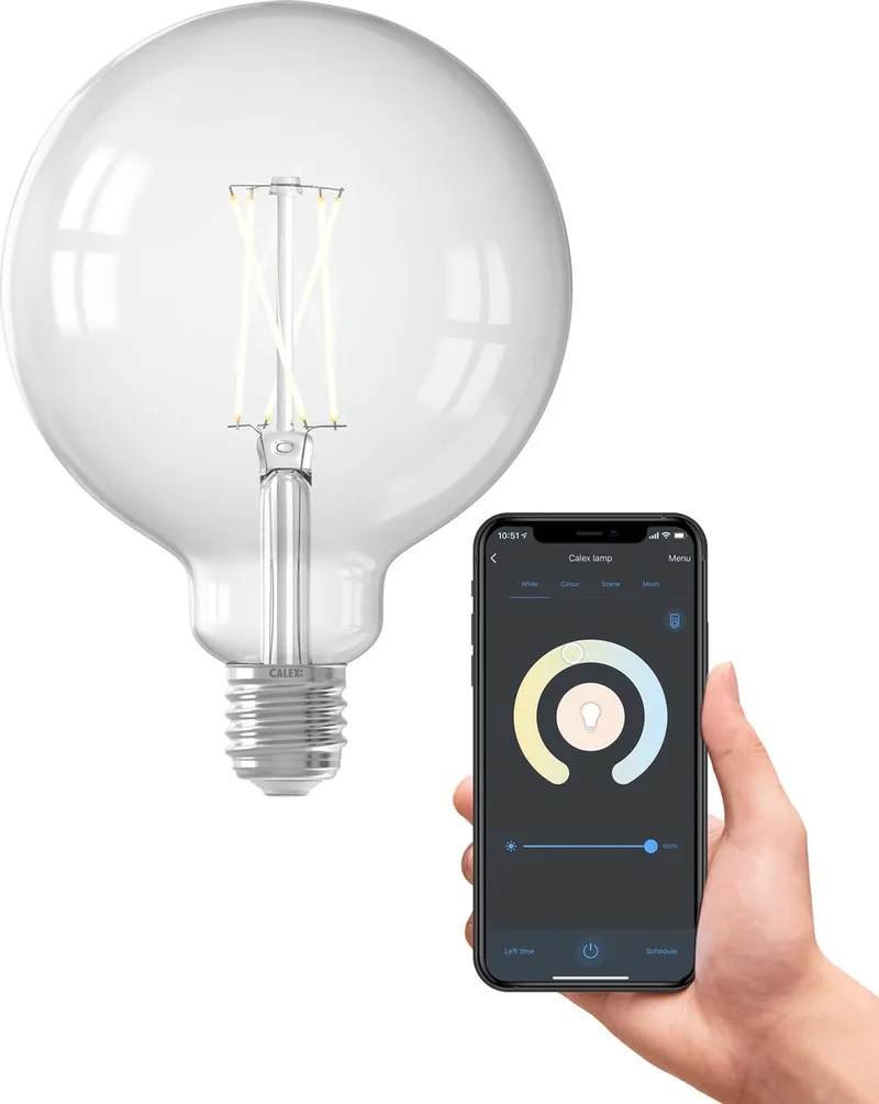 Slimme Lamp - Wifi LED Filament Verlichting - Globe 12,5cm - E27 - Smart Lichtbron Helder - Dimbaar - Warm Wit licht - 7,5W by Calex – product photo