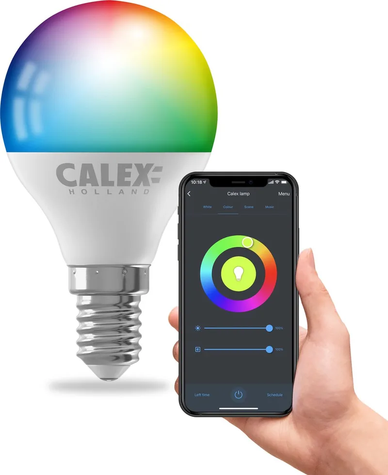 Slimme Lamp - Wifi LED Verlichting - E14 - Smart Lichtbron - Dimbaar - RGB en Warm Wit licht - 4.9W by Calex – product photo
