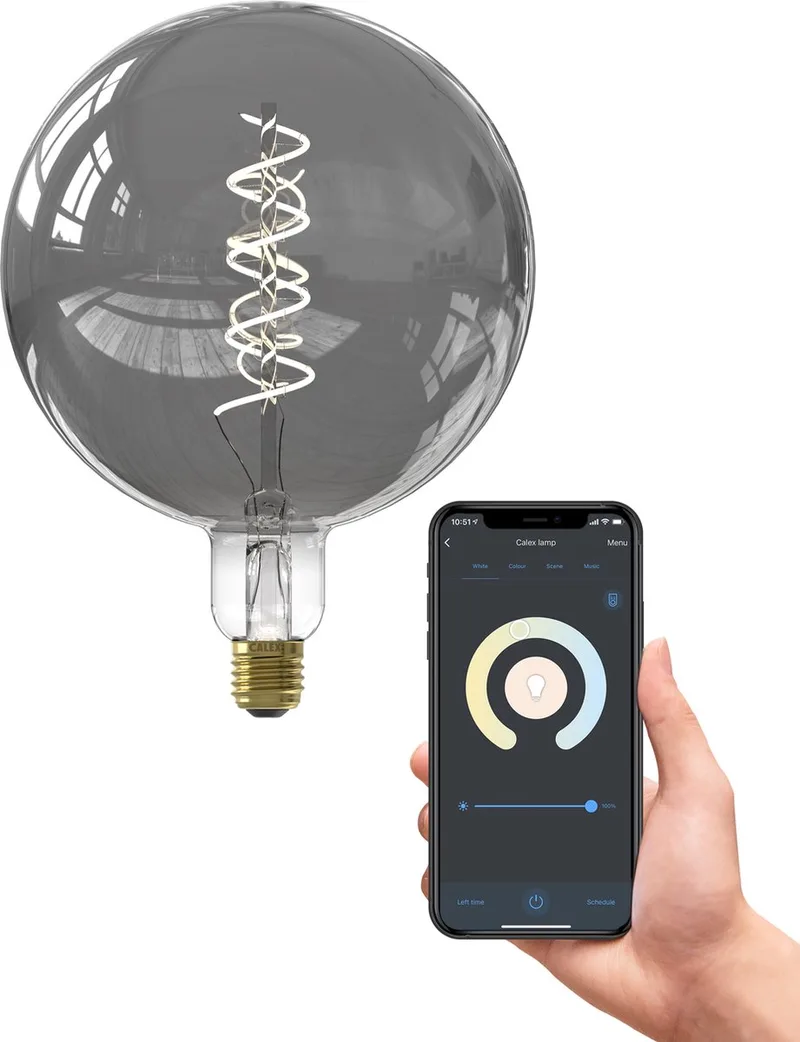 Slimme Lamp XXL - Wifi LED Filament Verlichting - 20cm - E27 - Smart Vintage Lichtbron Titanium - Dimbaar - Warm Wit licht - 5W by Calex – product photo