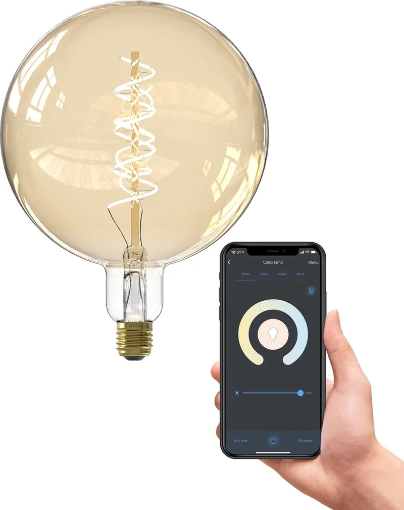 Slimme LED Lamp XXL - 20cm - E27 - Smart Lichtbron - Goud - Dimbaar - Warm Wit licht - 5W by Calex – product photo