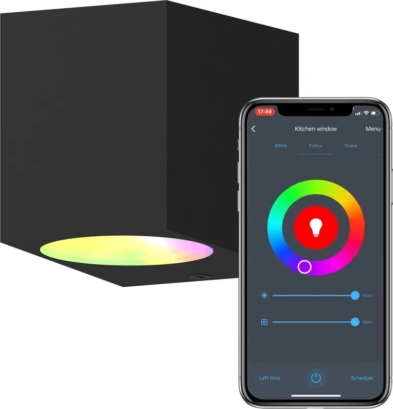 Slimme LED Wandlamp Downlight – Zwart – Smart Buitenlamp – App Bedienbaar - Voor binnen en Buiten by Calex in Zwart-Inclusief-Lichtbron – product photo