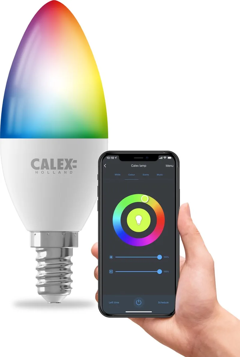 Smart LED Lamp - Slimme Verlichting - E14 - Wifi Bulb - Dimbaar - RGB en Wit licht - 4.9W van Calex – productfoto