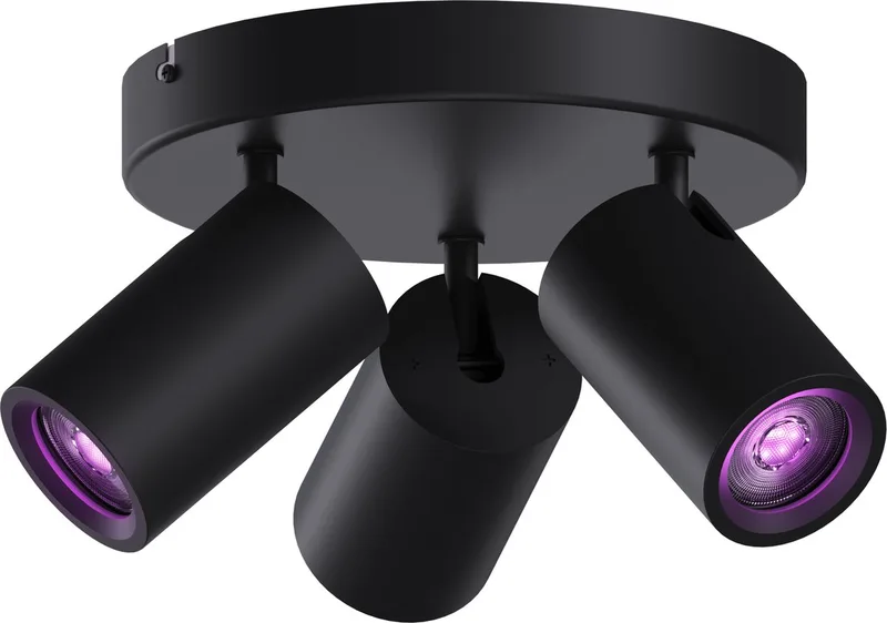 Smart Plafondlamp - 3-Lichts - Slimme Opbouwspot - Rond van Calex in Zwart – productfoto