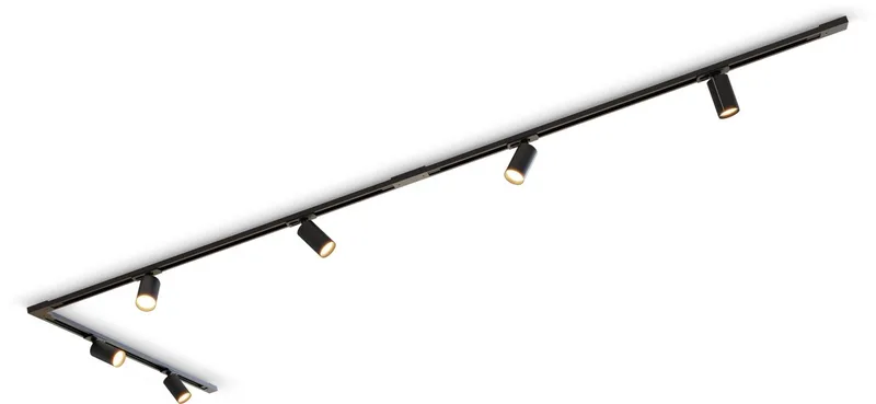 Smart Railsysteem Verlichting - 3 Meter - Inclusief 6 Slimme GU10 Spots - Opbouwspot - Mat Zwart - 1 Fase van Calex in Zwart-3-Meter-Smart – productfoto