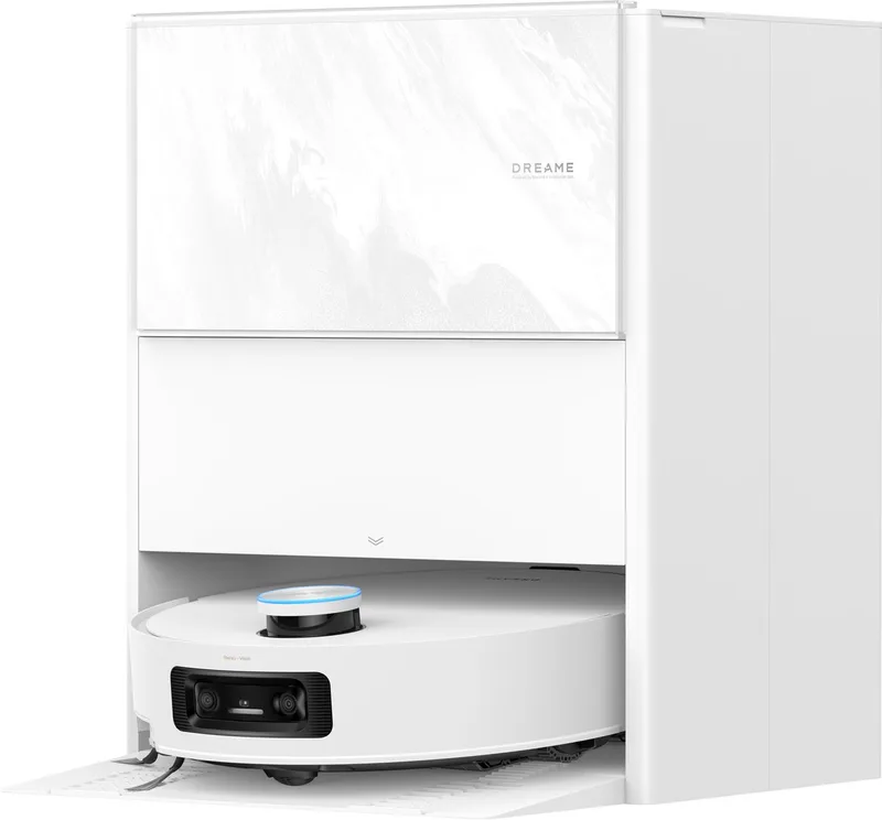 Aqua 10 Ultra Track Complete - Krachtige 2-in-1 Robotstofzuiger met Zelfreinigende Dweil - Obstakeldetectie en Automatisch Leegstation - 25.000 Pa Zuigkracht – Overwint Drempels tot 6 cm van Dreame in Wit – productfoto