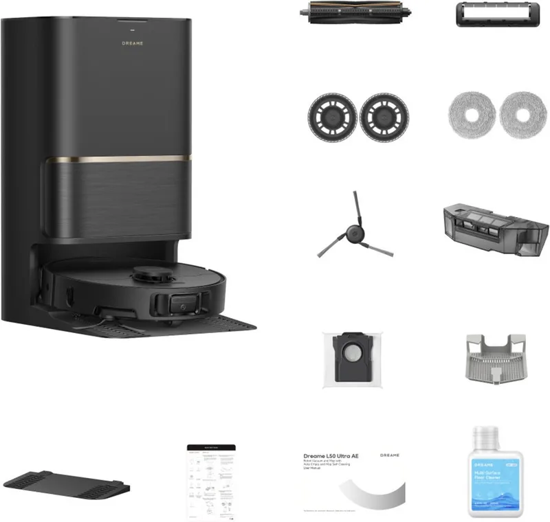 Saugroboter L50 Ultra AE, 600 W, beutellos, Basisstation, App-Steuerung fra Dreame i Sort – produktbillede