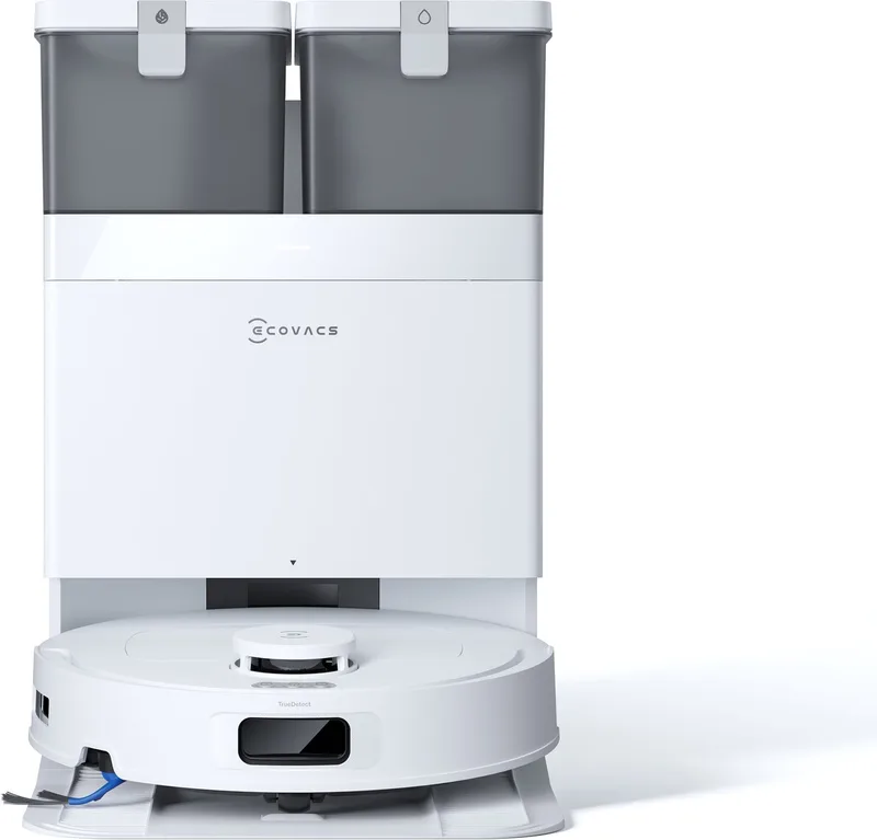DEEBOT T30C Gen 2 - Stofzuig en dweilrobot - 25.000 Pa zuigkracht- Zelfreinigende Robotstofzuiger met Warmwater – Dweilsysteem - Automatisch Leegstation - Geschikt voor dierenharen by Ecovacs in White – product photo