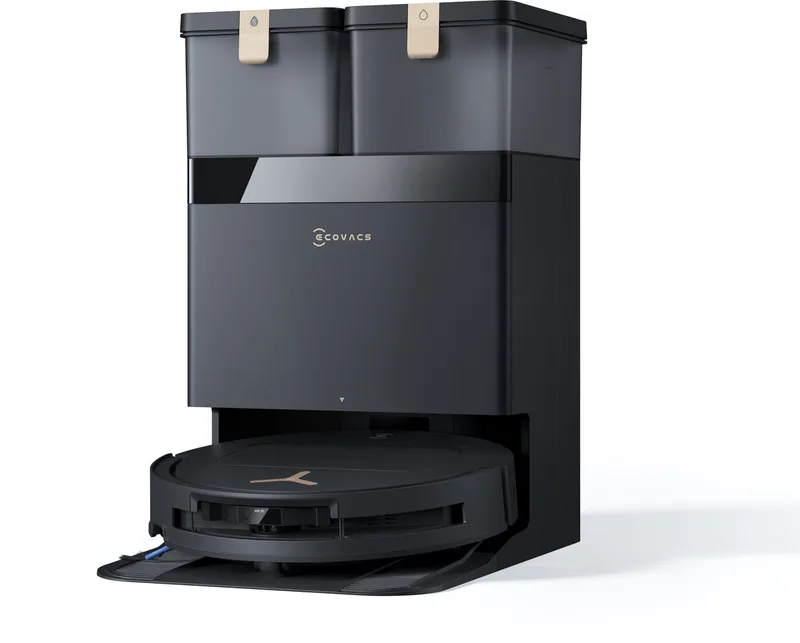 DEEBOT T50 Pro OMNI BLACK GEN 3 - TruEdge 2.0 Adaptive Edge Cleaning - 25000Pa Powerful Suction - ZeroTangle 3.0 Anti-tangle Technology - Auto-lift Mopping en tapijt schoonmaak strategie - AI Instant Re-mop - TrueMapping 2.0 by Ecovacs in Black – product photo