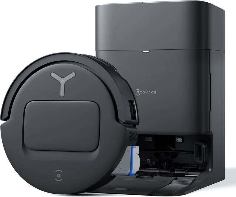 DEEBOT T80 Omni - Stofzuig en dweilrobot - 18.000 Pa zuigkracht- Zelfreinigende Robotstofzuiger met Warmwater – Dweilsysteem - Automatisch Leegstation - Geschikt voor dierenharen by Ecovacs in Black – product photo 1 of 2