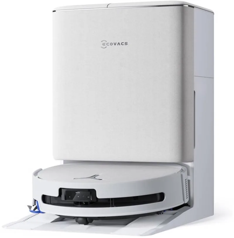 DEEBOT T90 OMNI – Robotstofzuiger met dweilfunctie– 30.000 Pa – OZMO roller dweil –TruEdge 3.0 randreiniging –ZeroTangle 4.0 Anti-tangle –OMNI 2.0 station Zelfreinigend–AIVI 3D obstakelvermijding– Voor harde vloeren & tapijt–Wit–T80 Upgrade de Ecovacs en Blanc – photo produit