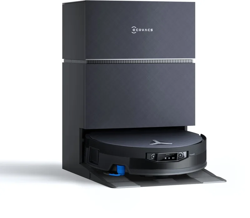 DEEBOT X12 PRO OMNI - Robotstofzuiger – FocusJet 46.000 Pa vlekbehandeling – Herbruikbare stofbak – PowerBoost snelladen– 22.000 Pa zuigkracht – Boosted by Airflow rate 22l/s - OZMO Roller 3.0 – ZeroTangle 4.0 – AIVI 3D 4.0 – 75°C heet water van Ecovacs in Zilver – productfoto