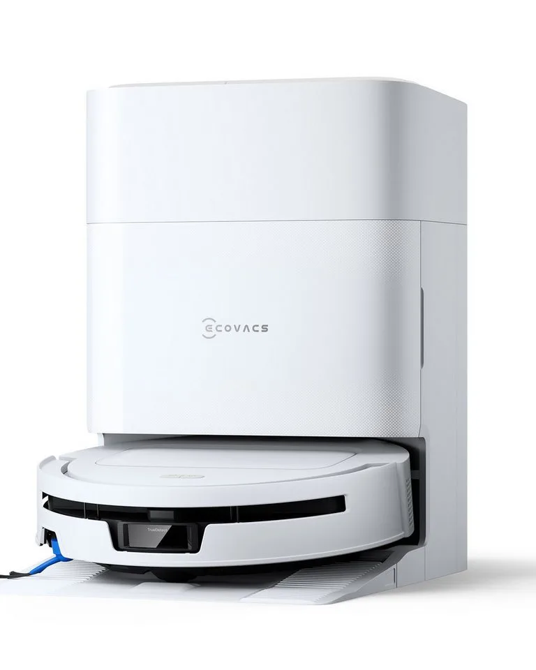 Saugroboter DEEBOT T90 MAX Omni Saugroboter mit Wischfunktion, 30.000 Pa Blast, 60 W, OZMO ROLLER 3.0 Wischwalze mit Selbstreinigung, TruEdge 3.0 Kantenreinigung, ZeroTangle 4.0, 5200 mAh, 15 mm Automatische Wischanhebung de Ecovacs en Blanc – photo produit