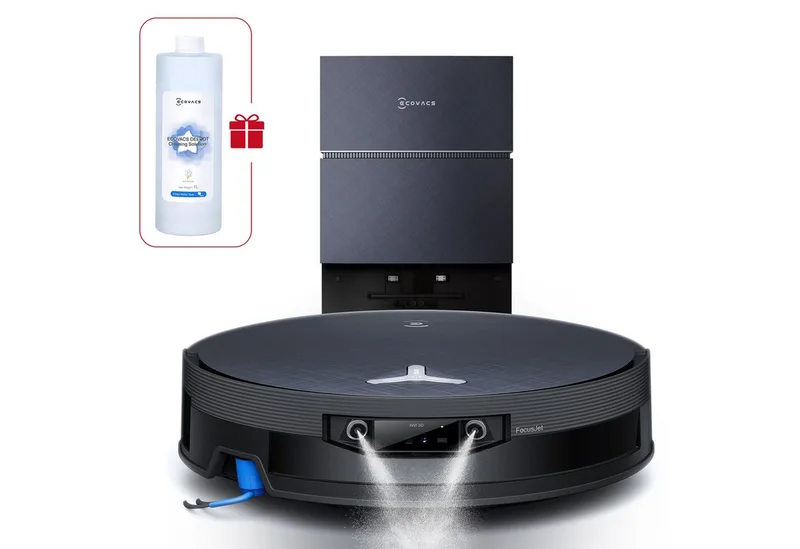 Saugroboter Deebot X12 Pro Omni, 22000Pa mit FocusJet Technologie, PowerBoost Plus Ultra-Schnell, OZMO Roller 3.0, ZeroTangle 4.0, max. Aufstieg von 4 cm, Heißwasserreinigung 75°C, TruePass 4x4 Schwellenmeister by Ecovacs in Black – product photo