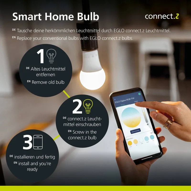 connect-z E27 G95 LED bol 6W 806lm 4000K van EGLO connect in Helder – productfoto 5 van 5