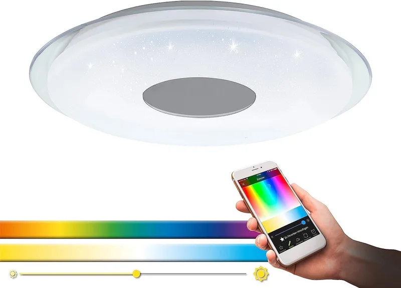 Eglo 32343 LED plafondlamp Crosslink LANCIANO-C transparant H:8cm Ø:56cm dimbaar 2700-6500K met Connect functie von EGLO connect in Weiß – Produktfoto