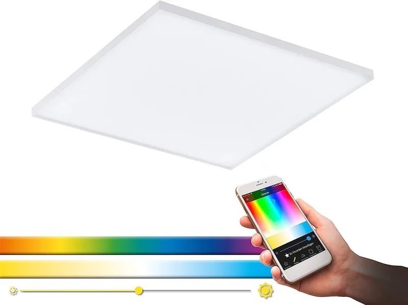 Eglo 32346 LED paneel plafondlamp Crosslink TURCONA-C L: 45cm B: 45cm H: 6cm dimbaar 2700-6500K met Connect functie de EGLO connect en Blanc – photo produit