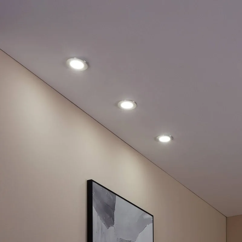 Fueva-C LED inbouwspot 8,6cm, set van 3 van EGLO connect in Mat nikkel – productfoto 3 van 5