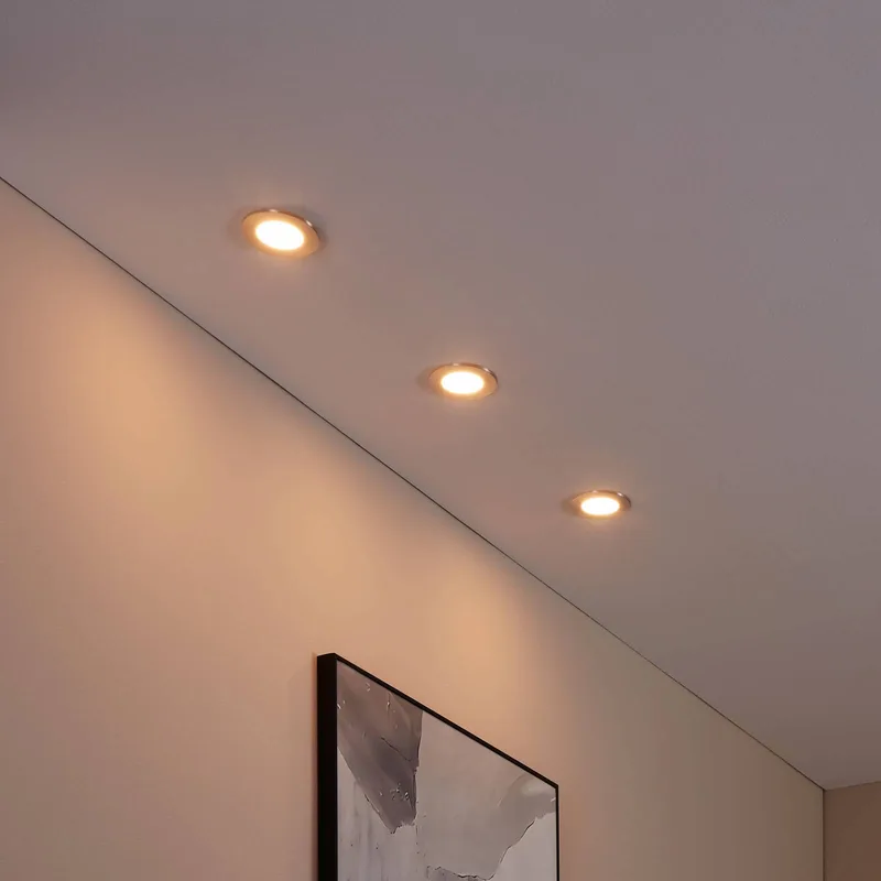 Fueva-C LED inbouwspot 8,6cm, set van 3 van EGLO connect in Mat nikkel – productfoto 2 van 5