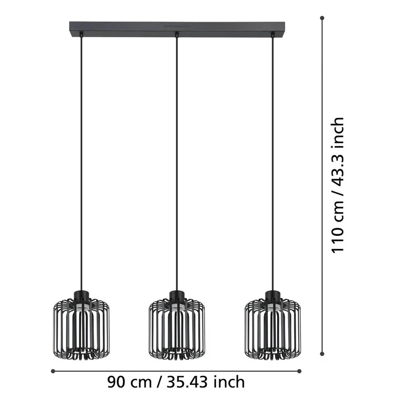 LED hanglamp Ginestrone-Z, 3-lamps by EGLO connect in Black – product photo 3 of 5