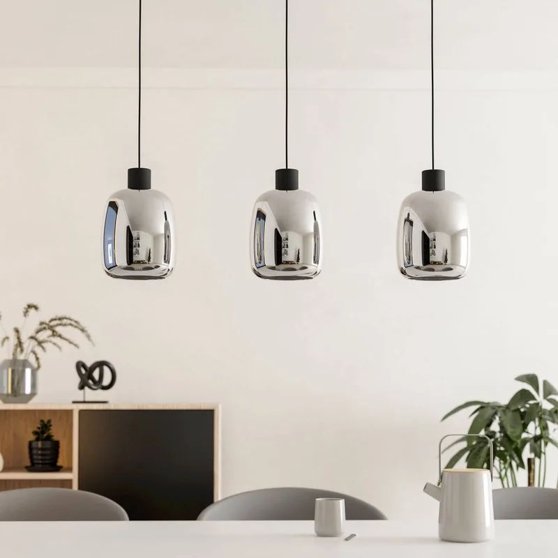 LED hanglamp Molochio-Z, 3-lamps, zwart, helder van EGLO connect in Zwart, Helder – productfoto 2 van 5