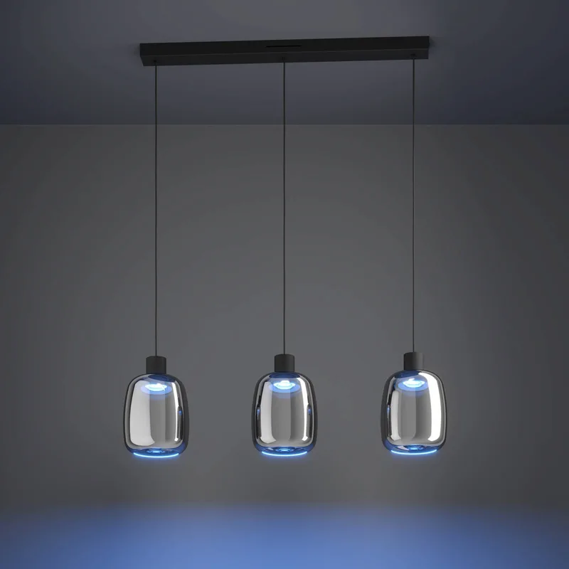 LED hanglamp Molochio-Z, 3-lamps, zwart, helder van EGLO connect in Zwart, Helder – productfoto 5 van 5