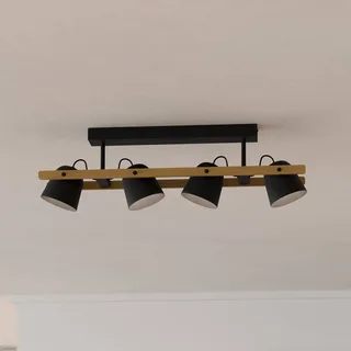 LED plafondlamp Hornwood-Z, 4-lamps, zwart by EGLO connect in Black, Licht hout – product photo 1 of 5