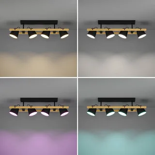 LED plafondlamp Hornwood-Z, 4-lamps, zwart by EGLO connect in Black, Licht hout – product photo 5 of 5