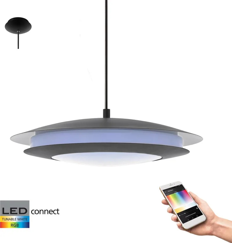 Moneva-C - Hanglamp - Wit en gekleurd licht - Ø485- Zwart - Wit van EGLO connect in Zwart, Wit – productfoto