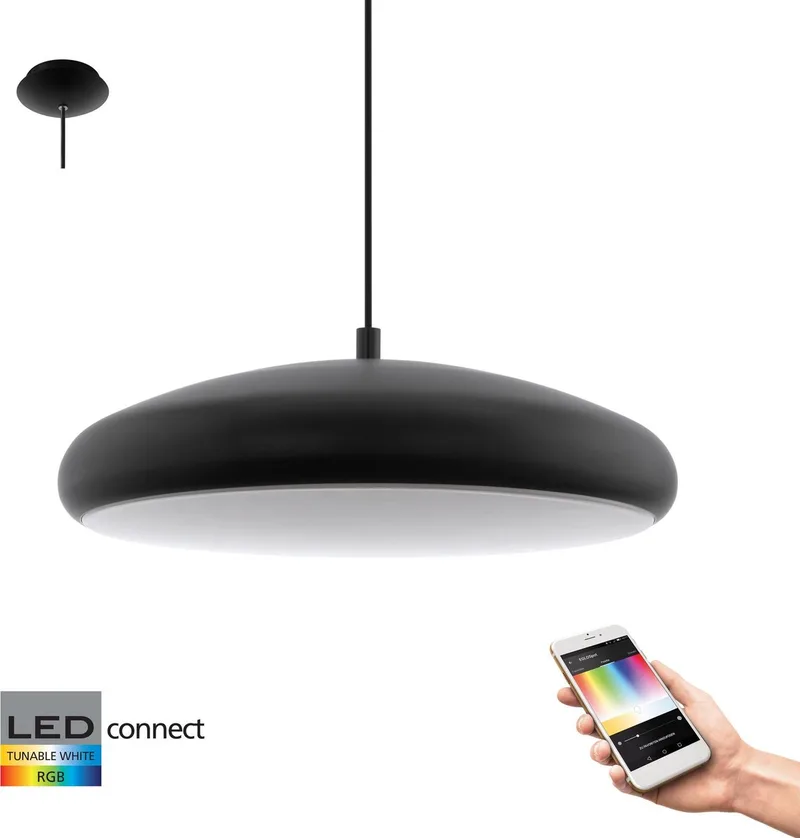 Riodeva-C - Hanglamp - Wit en gekleurd licht - Ø445 - Wit de EGLO connect en Noir – photo produit